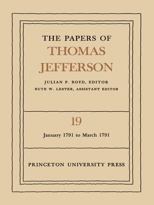 cover image of The Papers of Thomas Jefferson, Volume 19